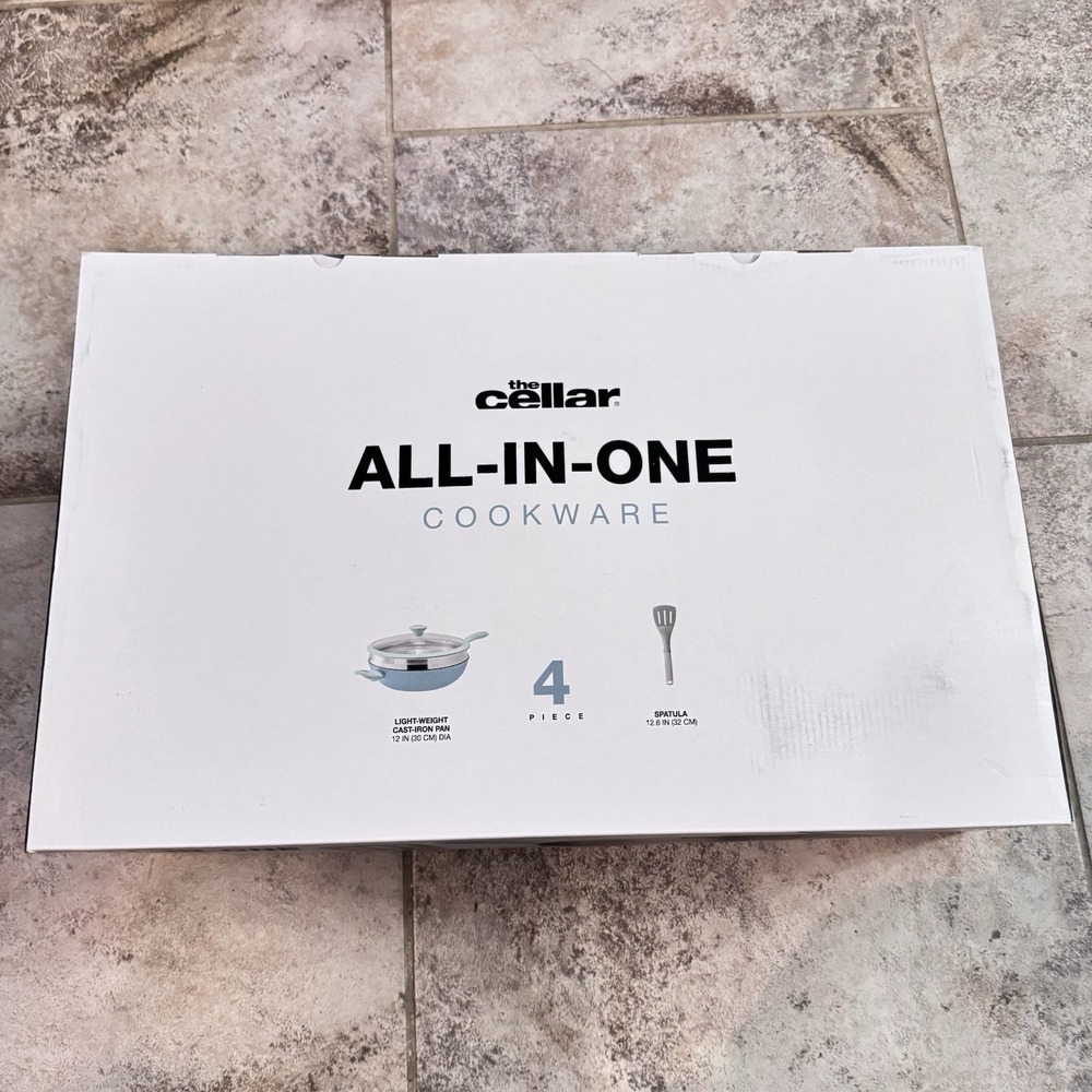 The Cellar All-In-One Lightweight Cast Iron Pan 4‎ Piece Steamer Lid Spatula
